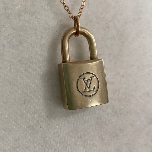 Louis Vuitton Lock Necklace Two Series #210 14K Gold Plated Chain - Picture 9 of 17